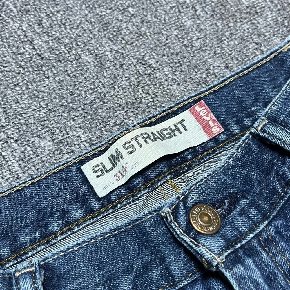 Levis 514 Slim Straight Jeans 38x30 Blue Denim Medium Wash Mens Pants
